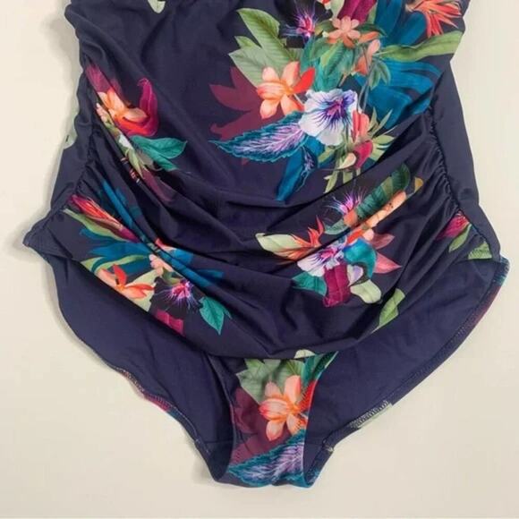 City Chic Elba Tropical Ruffle Off Shoulder One Piece Bathing Suit plus 22 24 2X - Picture 8 of 14